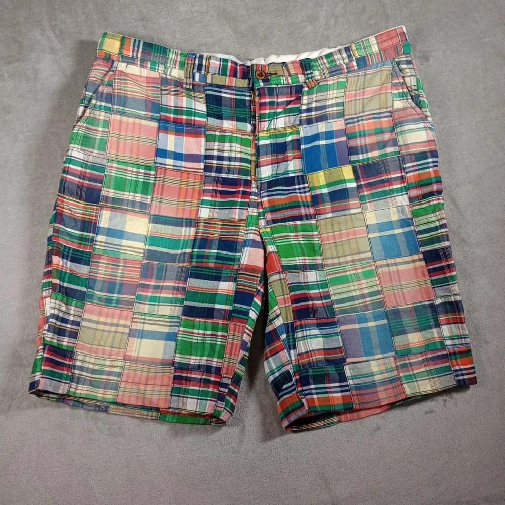Polo Ralph Lauren Patchwork Madras Shorts Mens 38 Multi Plaid Preppy Summer Ivy